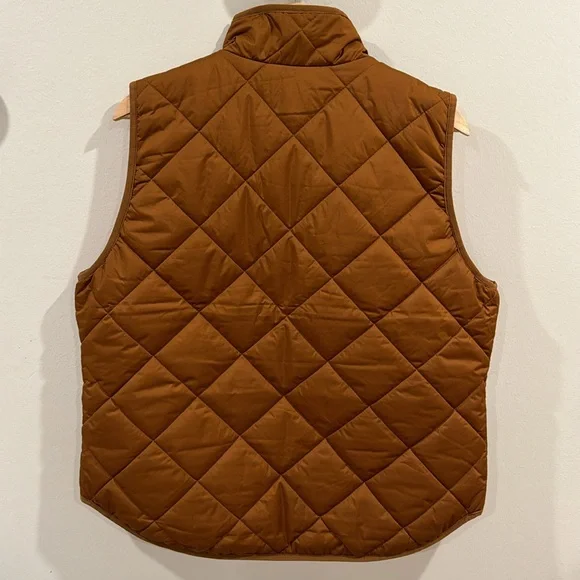 J. Crew Women’s Puffer Vest with Snap Pockets Cognac Brown Size L - Picture 9 of 10